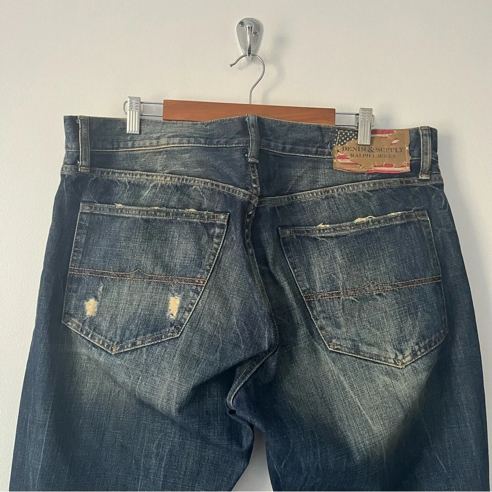 Denim Supply Ralph Lauren Straight Patina Blue Jeans Flag 36/32 Cowboy Western